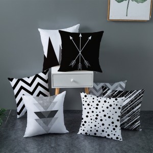 Geometric Abstract Triangle Strip Throw Pillow Covers Modern Velvet Pillow Cushion Cover