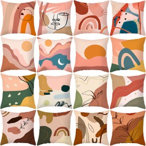 Geometric European Pillow Case Art Printing Throw Pillow Cover Abstract Cushion Cover For Home Decoration