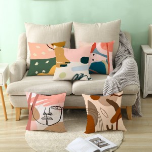 Geometric European Pillow Case Art Printing Throw Pillow Cover Abstract Cushion Cover For Home Decoration