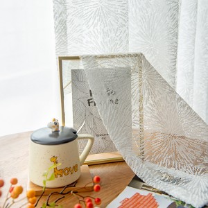 Geometric Fireworks White Woven Lace Sheer Curtain Flower Rod Gauze