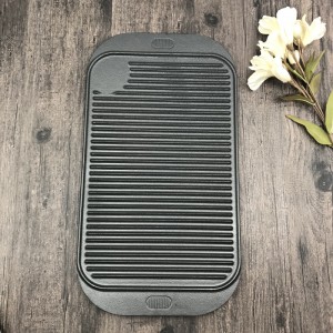 Household Thickened Cast Iron Striped Long Grill Pan Steak Uncoated Frying Pan BBQ Tray Bakeware With Horizontal Stripes
