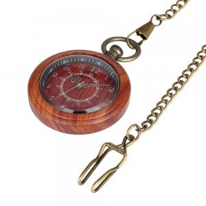 Double Circle Number Wooden Design Your Own Pocket Watch with Watch Chain