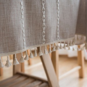 Wholesale modern grey rectangle polyester restaurant waterproof embroidered oilproof cotton linen table cloth