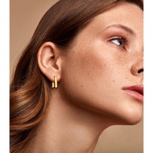 2 Sizes Square Chunky Hoop Earrings Huggies Gold Plated Earrings for Women Hip Hop Korean Minimalist Stainless Steel Jewelry Hot