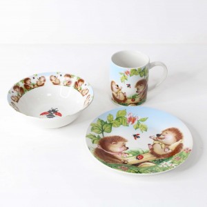 high quality custom children cute 3pcs porcelain dinner set kid’s dinnerware sets