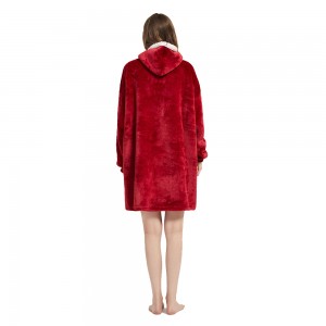 Microfiber Plush Coral Fleece Sherpa Blanket With Sleeves Super Soft Warm Outdoor Pocket Hoodie Adult Winter Hooded TV Blankets