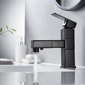 Cold and Hot Water Mixer Bathroom Sink Mixer Brass Black Basin Tap