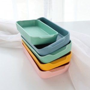 BK13 Hot Sale Ceramic Colorful Bakeware Sets Rectangular Plate Ceramic Baking Pan
