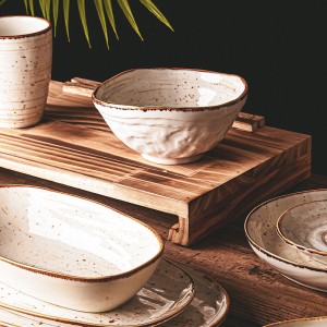 Handmade nordic tableware irregular ceramic plates sets crockery dinnerware sets porcelain dinner set