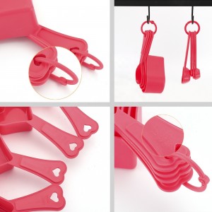 Kitchen Measuring Tools 4 Pcs Heart Shape Plastic Powder Red Measuring Spoons Cups Scoop Scale Set