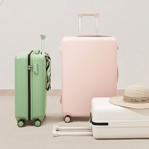Aji luxury fashion designed aluminum trolley suitcase lightweight business travel pink luggage set on wheels