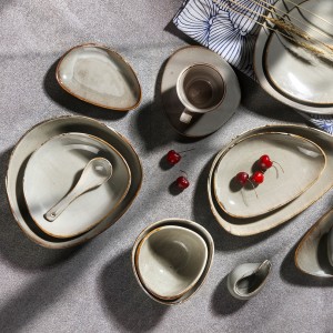 Unbreakable Japanese style irregular porcelain home dinner tableware sets glaze china plates bowls set ceramic dinnerware