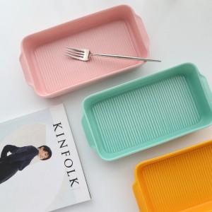 BK13 Hot Sale Ceramic Colorful Bakeware Sets Rectangular Plate Ceramic Baking Pan