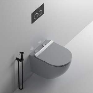 ceramic sanitary ware Matte Grey Rimless wall hung toilet commode water closet bidet for hotel bathroom equipment