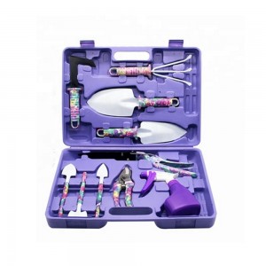 10 pcs Multifunction Purple Flower Women Plastic Box Ladies Garden Tool Set garden equipment and tools