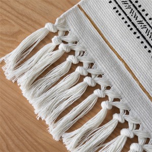 Wholesale hotel bed runner white cotton woven handmade geometric printed fancy party wedding decoration long boho table runner