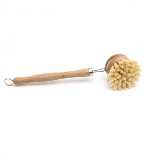 Long Handle Pan Brush Wooden Kitchen Pot Brushing Tool Bowl Washing Household Cleaning Brush