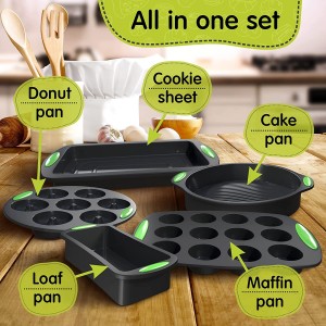 5 Pieces Silicone Bakeware molds Set cookie sheet mini muffin loaf bread baguette Toast pan dishes baking trays