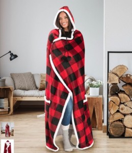 Christmas hooded polar fleece sherpa blankets