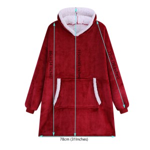Microfiber Plush Coral Fleece Sherpa Blanket With Sleeves Super Soft Warm Outdoor Pocket Hoodie Adult Winter Hooded TV Blankets