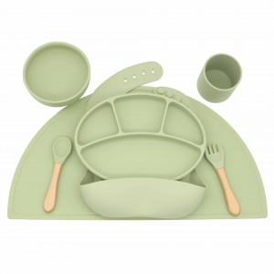Food Grade Non toxic Silicone Anti Spill Bid Silicone Bowls And Plates Silicone Baby Dinnerware Sets