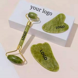 Cheap new arrival 100% Natural Green jade roller facial face jade roller with Box For Women