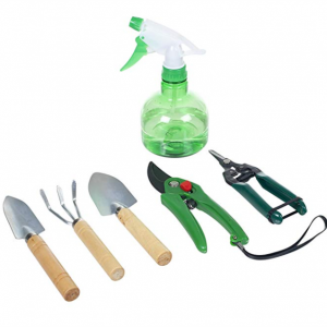 Plants 7 Piece Gardening Tool Set with Carrying Tote Bag