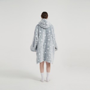 OEM Factory Free Sample Customized Cat Oversized Wearable Blankets With Sleeves Hoodie Blanket