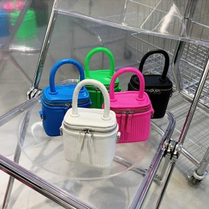 Striped Ladies Small Custom Logo Bucket Purses Embroidery Women OEM Handbags Candy Color PU Leather Women Hand Bags