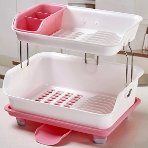 New design Multipurpose kitchen plastic Dish Rack Double Layer Drain Dishes Kitchen Storage