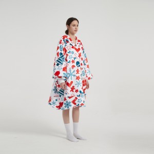 OEM Factory Free Sample Customized Cat Oversized Wearable Blankets With Sleeves Hoodie Blanket