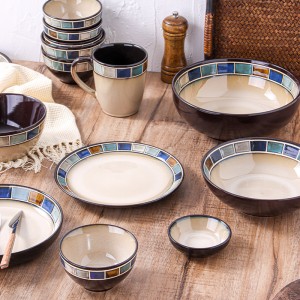Luxury Home Decor Striped Hotel Royal New Steak Mug Dinner Dishes Bowl Plate Fine Ceramic Dinnerware Set