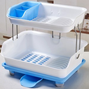 New design Multipurpose kitchen plastic Dish Rack Double Layer Drain Dishes Kitchen Storage