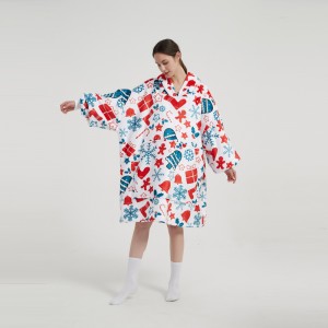 OEM Factory Free Sample Customized Cat Oversized Wearable Blankets With Sleeves Hoodie Blanket