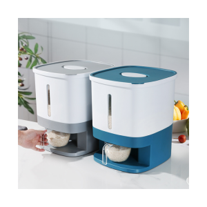 10KG Sealed Rice Bucket Dispenser Box Transparent Visible Moisture Proof Storage Food Grain Rice Container