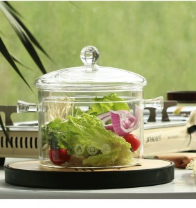 Home cookware glass soup pot cooking pot with handles microwaveable tempered glass bowl glass pots for cooking