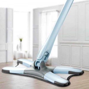 X-type Microfiber Floor Mop With 3pcs Mop Cloth Replace Hand-free Wash Flat Mop Manual Extrusion Household Cleaning Tools