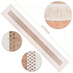 Amazon Hottest Table Runner 12x72inch Hollow Macrame Burlap Linen Cotton Pattern Printed knitted Dining Table Runner for Home D
