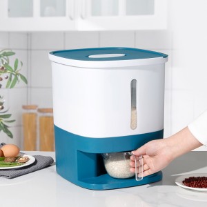 10KG Sealed Rice Bucket Dispenser Box Transparent Visible Moisture Proof Storage Food Grain Rice Container