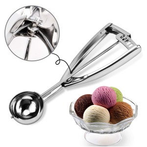 High quality kitchen tool with spring handle stainless steel ice cream spoon melon ball spoon fruit spoon
