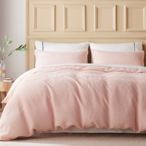 wholesale customization waffle blanket surface soft hand feel 100% cotton unique waffle duvet cover set hot sale famous brand