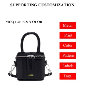 Striped Ladies Small Custom Logo Bucket Purses Embroidery Women OEM Handbags Candy Color PU Leather Women Hand Bags