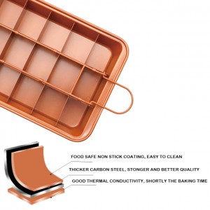 Non Stick Brownie Cake Baking Pan Bread Pan with Dividers Built-In 18 Slicer Carbon Steel Bakeware for Oven Baking Brownie Maker