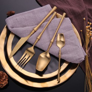 Luxury Metal reusable gold plated cutlery flatware pvd plated stainless steel 304 gold spoon fork knife cutlery set
