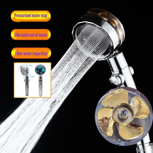 360 Degrees Rotating Rainfall fan shower head High Pressure With Small Fan Hand-held Bathroom Accessories
