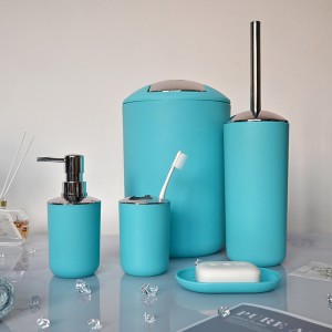 Bathroom Accessories Set 6 Pcs Plastic Gift Set (Grey)