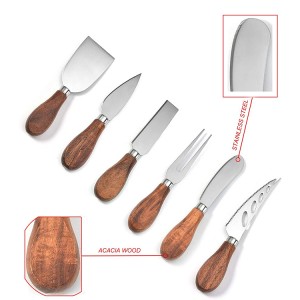 high quality acacia wood handle cheese knives stainless steel cheese knife cheese knife set