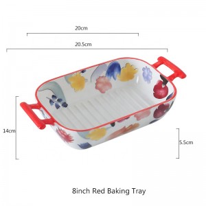 Square Porcelain Bakeware Collection for Floral Pizza Pie Cheese Serving Bakeware Oven Household Tableware
