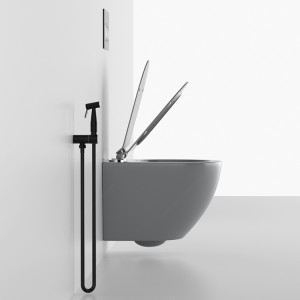 ceramic sanitary ware Matte Grey Rimless wall hung toilet commode water closet bidet for hotel bathroom equipment