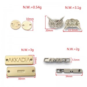 Garment Accessories Custom Metal Clothing Logos Labels Name Tag, Sewing Metal Garment Label Plate Tags for clothing